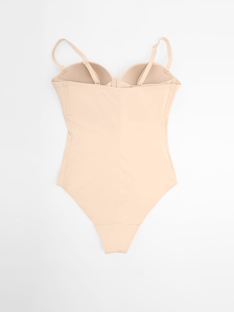 Seamless Underwire Half Cup Shapewear Bodysuit with Removable Pads