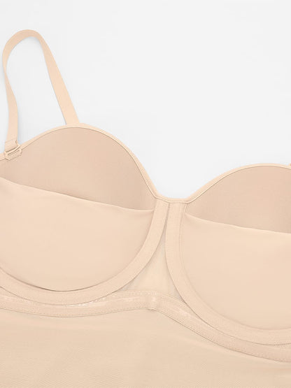 Seamless Underwire Half Cup Shapewear Bodysuit with Removable Pads