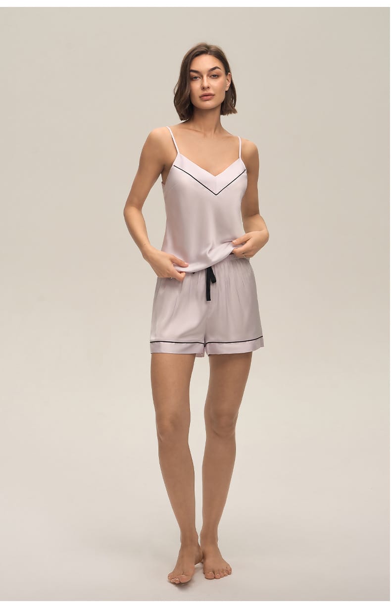 Satin Pyjama Set for Women | Cami Top & Shorts Loungewear Set