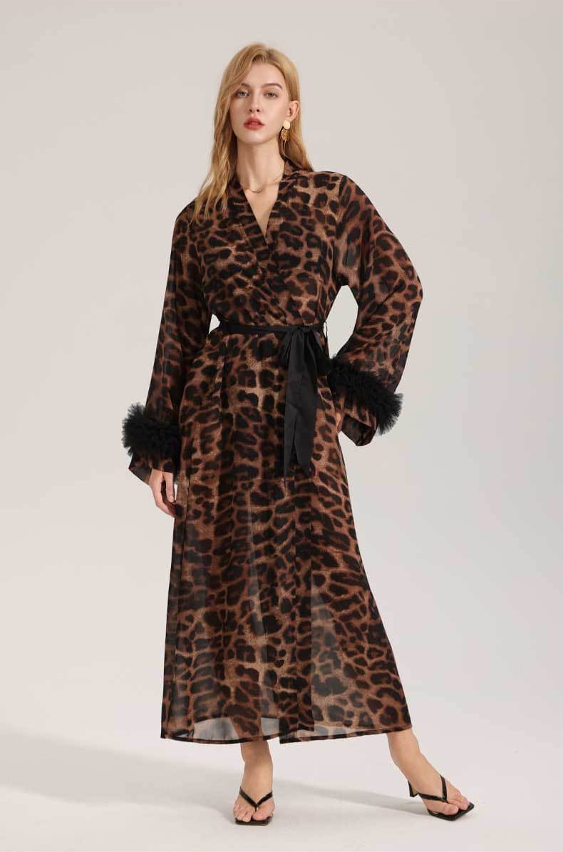Leopard Print Nightgown Sleepwear for Women
