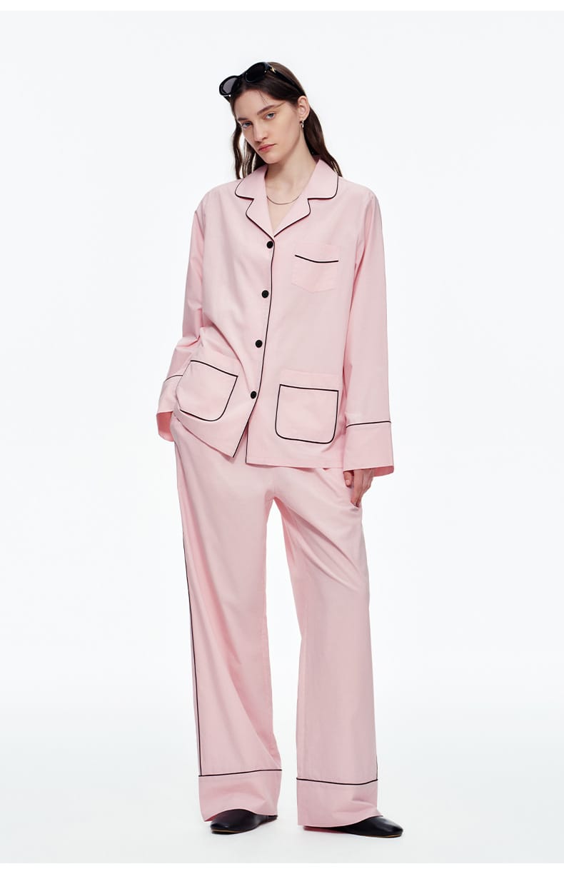 Elegant Long Sleeve Cotton Pajama Set for Women