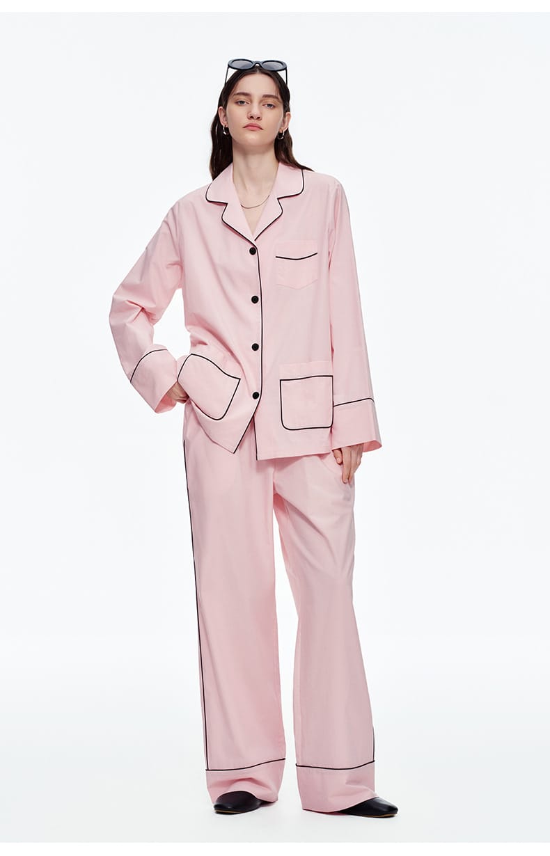 Elegant Long Sleeve Cotton Pajama Set for Women