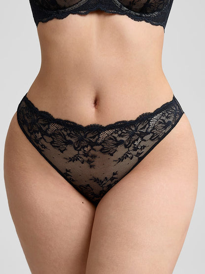 Low-rise Lace Panties with Antibacterial Cotton Crotch