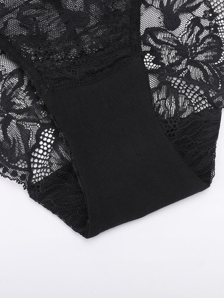 Low-rise Lace Panties with Antibacterial Cotton Crotch