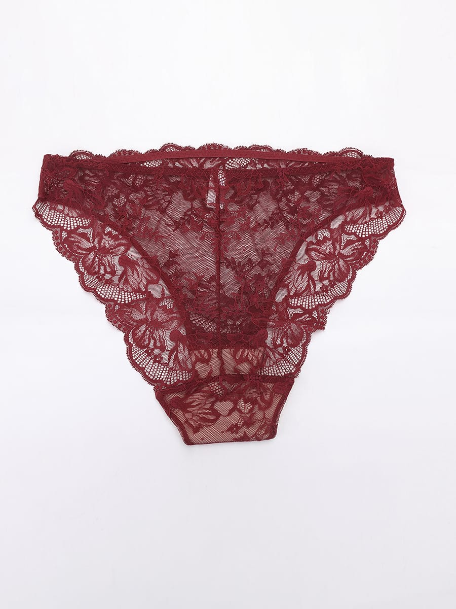 Low-rise Lace Panties with Antibacterial Cotton Crotch
