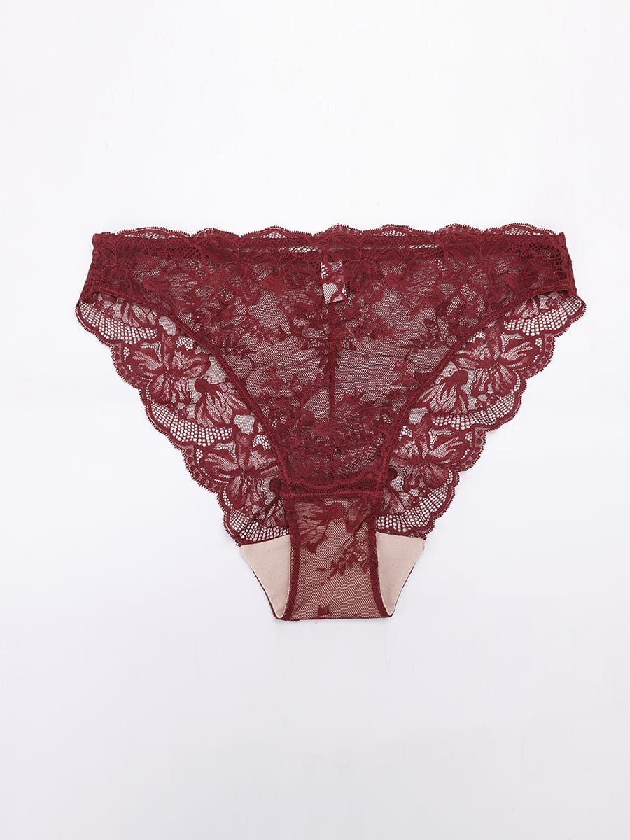 Low-rise Lace Panties with Antibacterial Cotton Crotch