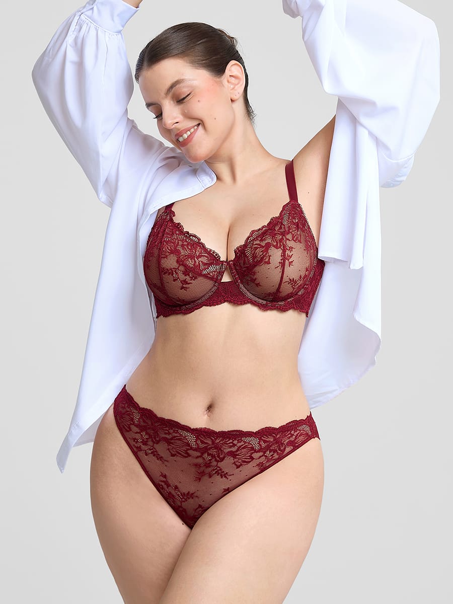 Low-rise Lace Panties with Antibacterial Cotton Crotch