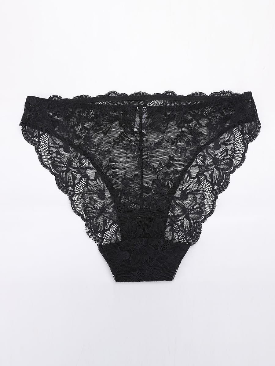 Low-rise Lace Panties with Antibacterial Cotton Crotch