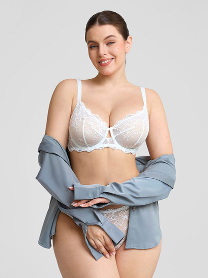 Low-rise Lace Panties with Antibacterial Cotton Crotch