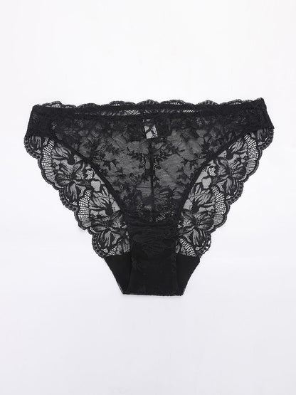 Low-rise Lace Panties with Antibacterial Cotton Crotch