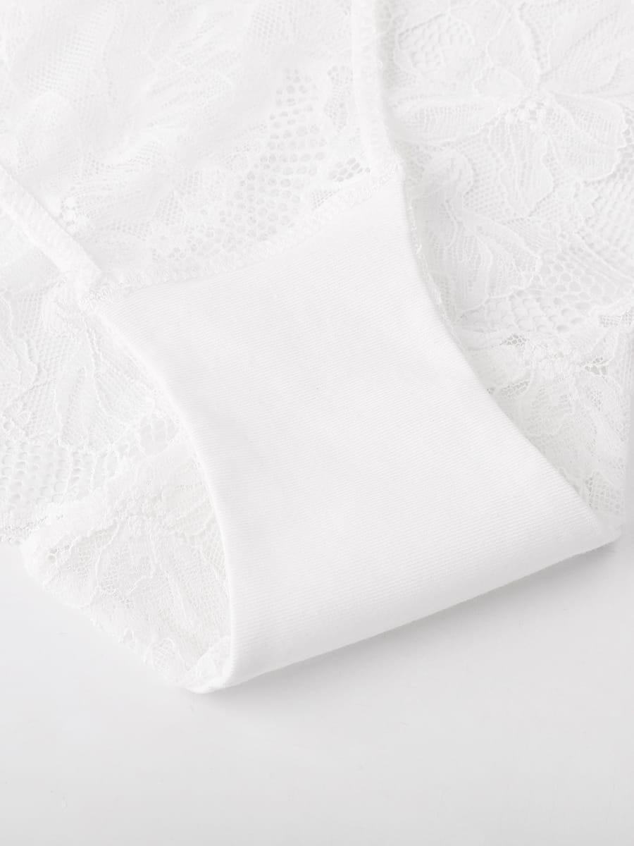 Low-rise Lace Panties with Antibacterial Cotton Crotch