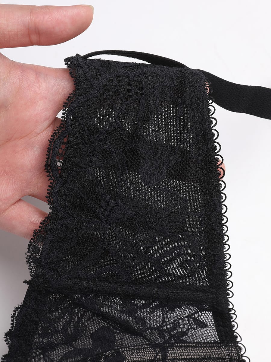 Sheer Floral Lace Bra with Underwire and Mesh Lining
