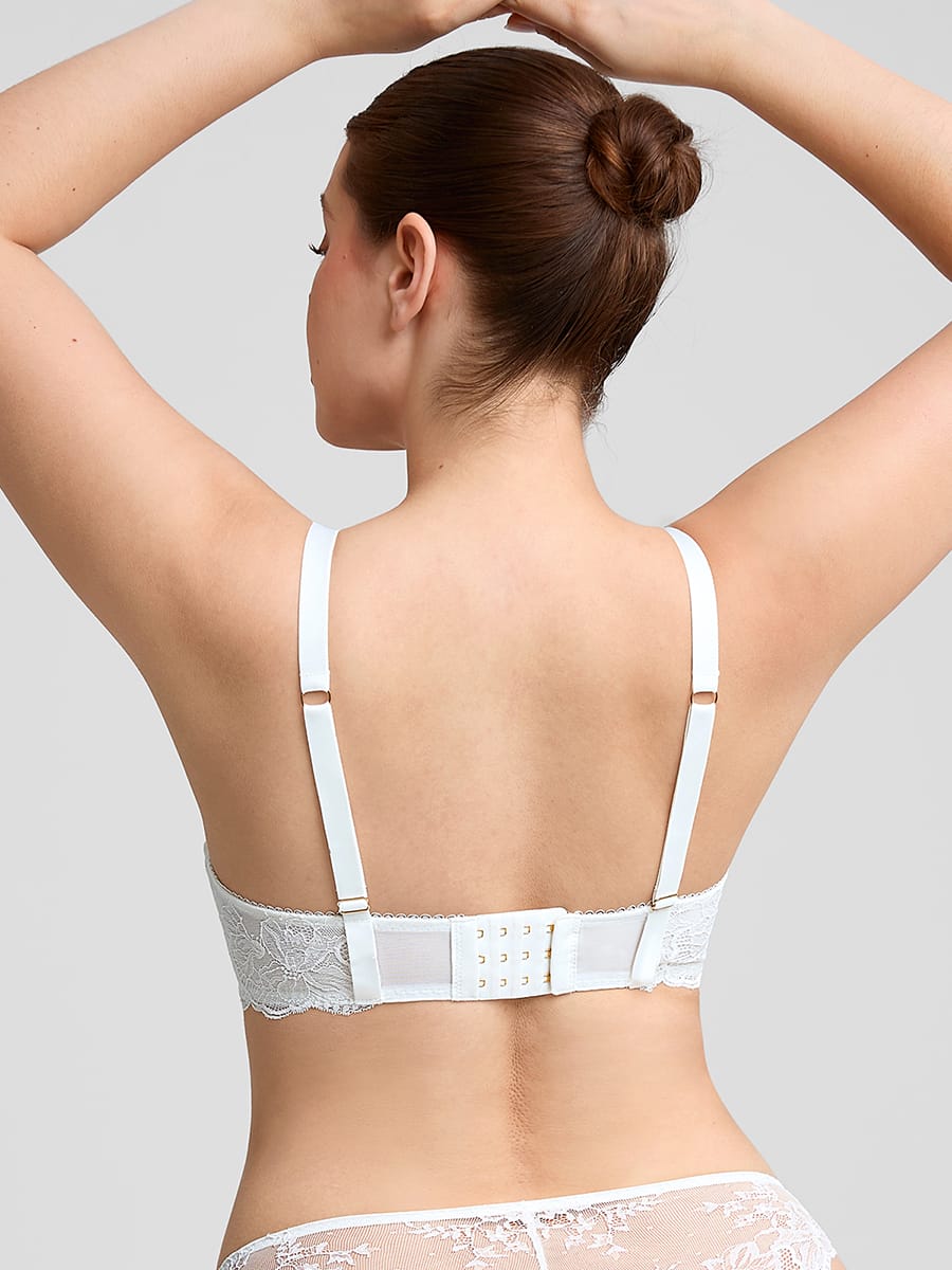 Sheer Floral Lace Bra with Underwire and Mesh Lining