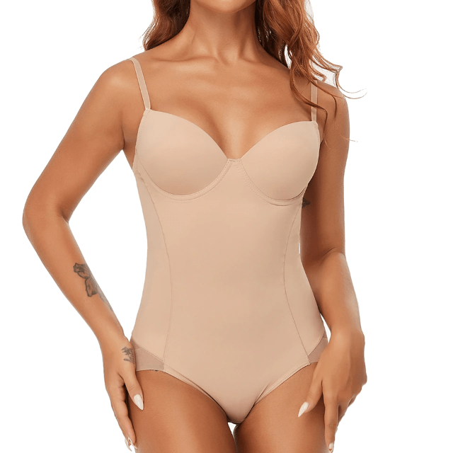 Women Waist Trainer Shapewear Bodysuit With Built-In Bra