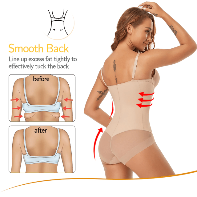 Women Waist Trainer Shapewear Bodysuit With Built-In Bra