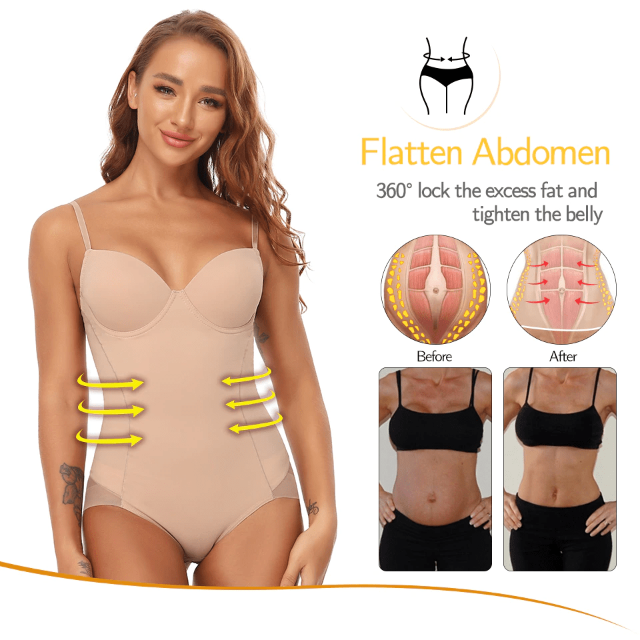Women Waist Trainer Shapewear Bodysuit With Built-In Bra