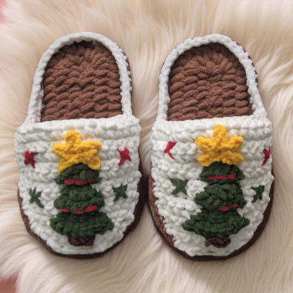 Christmas Tree Slippers Crochet Pattern